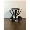 Image 1 : Hand-Carved Elephant Pedestal Ashtray