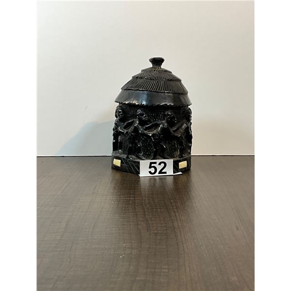Hand-Carved Lidded Tribal Storage Jar