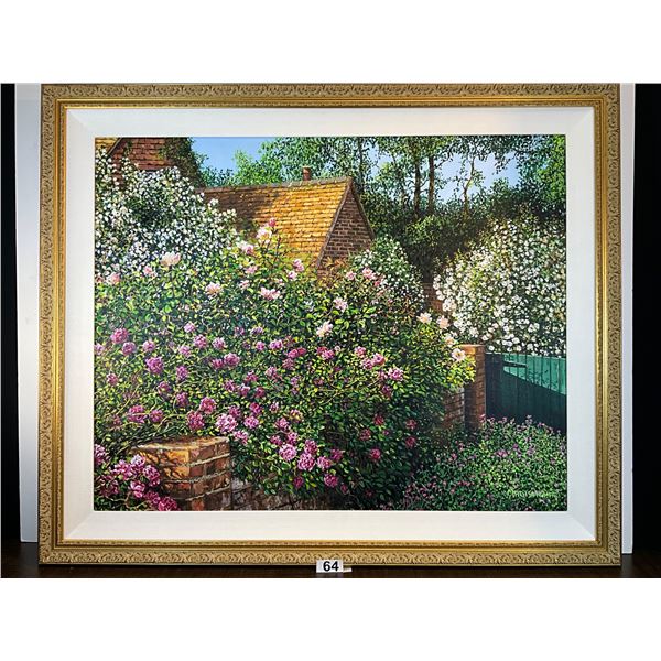 Madison Hart Original Acrylic Painting on Canvas – Framed Floral Garden Landscape