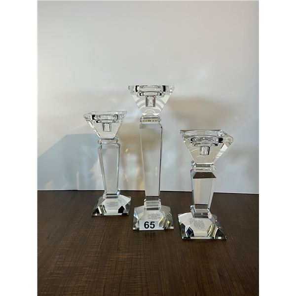 Set of 3 Modern Crystal Candlesticks