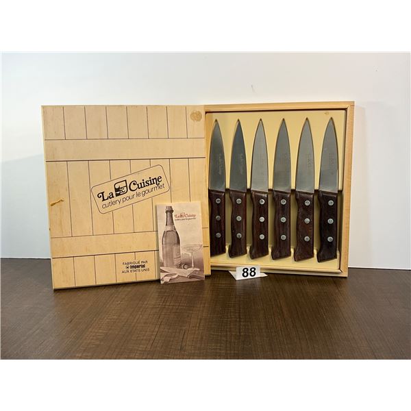 Vintage La Cuisine Imperial Stainless Steak Knife Set (6-Piece) with Original Box