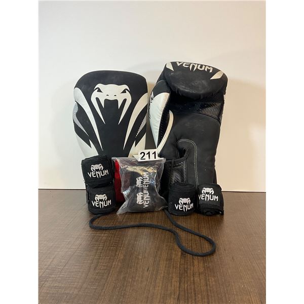 Venum 16 oz Boxing Gloves with Hand Wraps