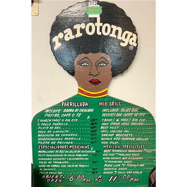Rarotonga Restaurant Hand-Painted Menu Board