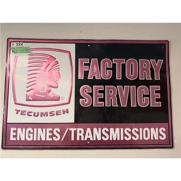 Tecumseh Factory Service Embossed Metal Sign