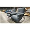 Image 1 : PAIR OF BLUE METAL FRAMED ARMCHAIRS