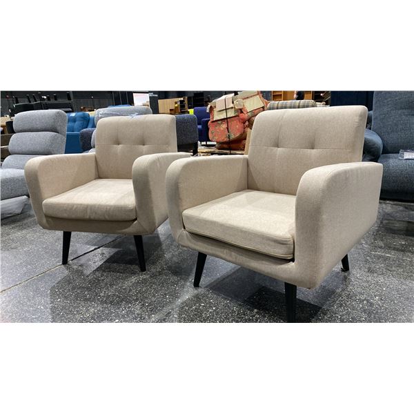 PAIR OF BEIGE MODERN ACCENT CHAIRS