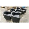 Image 2 : SET OF 6 BLACK LEATHER TUB ACCENT CHAIRS