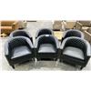 Image 3 : SET OF 6 BLACK LEATHER TUB ACCENT CHAIRS