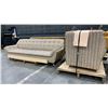 Image 2 : RETRO STYLE STRIPED COUCH WITH SET OF 2 MATCHING ARMCHAIRS