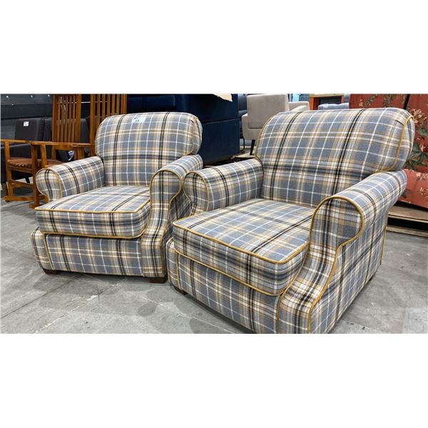 PAIR OF PLAID SOFA CHAIRS