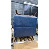 Image 2 : PAIR OF BLUE LEATHER MODERN ARMCHAIRS