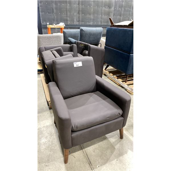 GROUP OF 4 DARK BROWN LEATHER CHAIRS