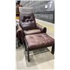 Image 1 : BROWN LEATHER ARMCHAIR WITH MATCHING OTTOMAN