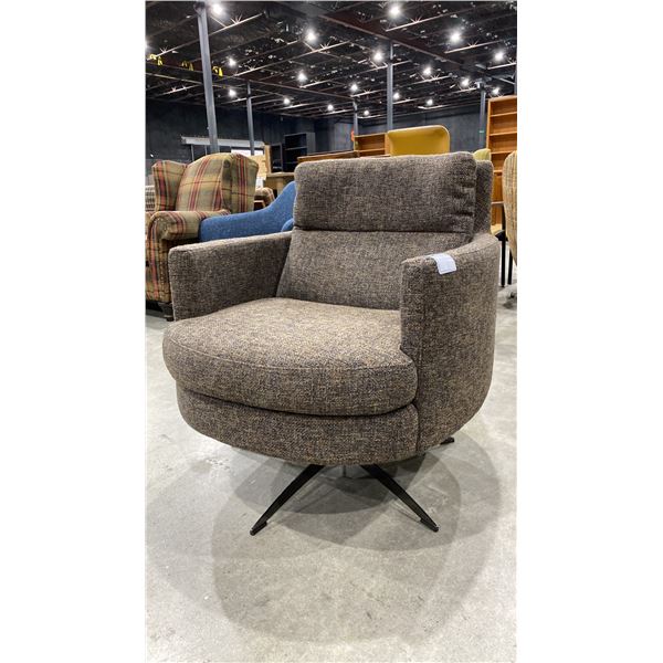 BROWN MODERN SWIVEL ARMCHAIR