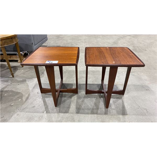 PAIR OF MATCHING TEAK WOOD SIDE TABLES