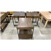 Image 1 : ONE DRAWER SIDE TABLE AND SET OF MATCHING WOOD TOP METAL BASE SIDE TABLES