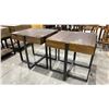Image 4 : ONE DRAWER SIDE TABLE AND SET OF MATCHING WOOD TOP METAL BASE SIDE TABLES