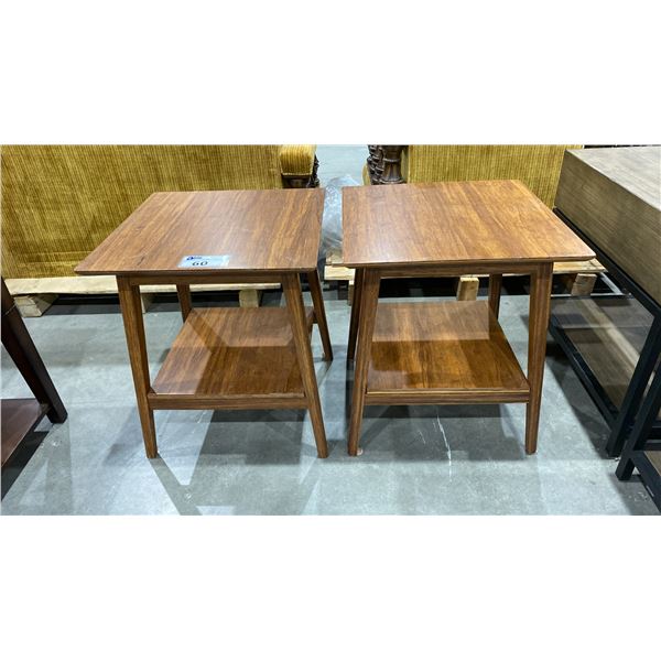 PAIR OF TEAK WOOD SIDE TABLES