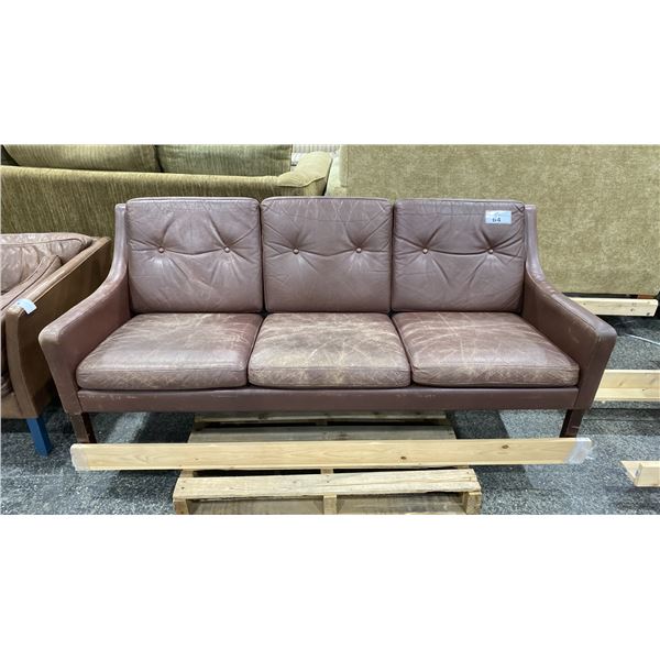 LEATHER 3 SEAT SOFA (WORN)