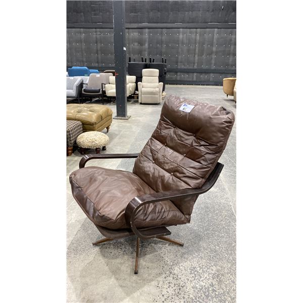 LEATHER EXECUTIVE CHAIR (WORN) WITH OTTOMAN