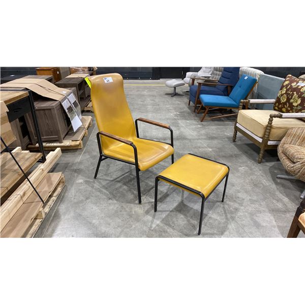 LEATHER LOUNGE CHAIR WITH MATCHING OTTOMAN