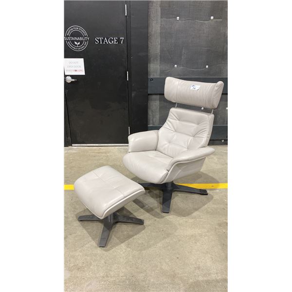 LEATHER LOUNGE CHAIR WITH MATCHING OTTOMAN
