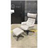 Image 1 : LEATHER LOUNGE CHAIR WITH MATCHING OTTOMAN