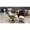 Image 4 : LEATHER LOUNGE CHAIR WITH MATCHING OTTOMAN
