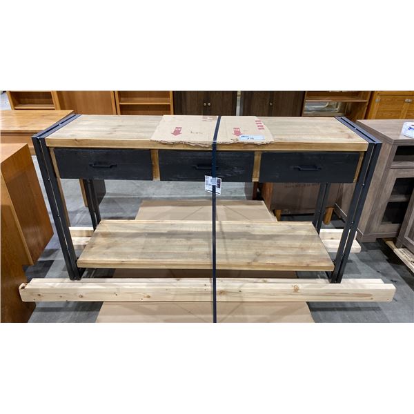 WOOD TOP INDUSTRIAL LOOK 3 DRAWER DESK