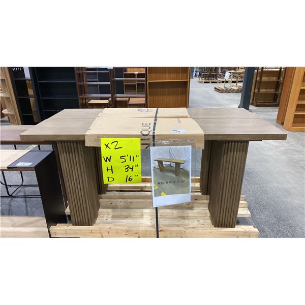 PAIR OF MATCHING WOOD SOFA TABLES