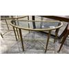 Image 2 : SET OF 3 MATCHING METAL AND GLASS D SHAPED TABLES