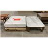 Image 1 : STONE TOP METAL BASE COFFEE TABLE AND STONE LOOK LINOLEUM COFFEE TABLE
