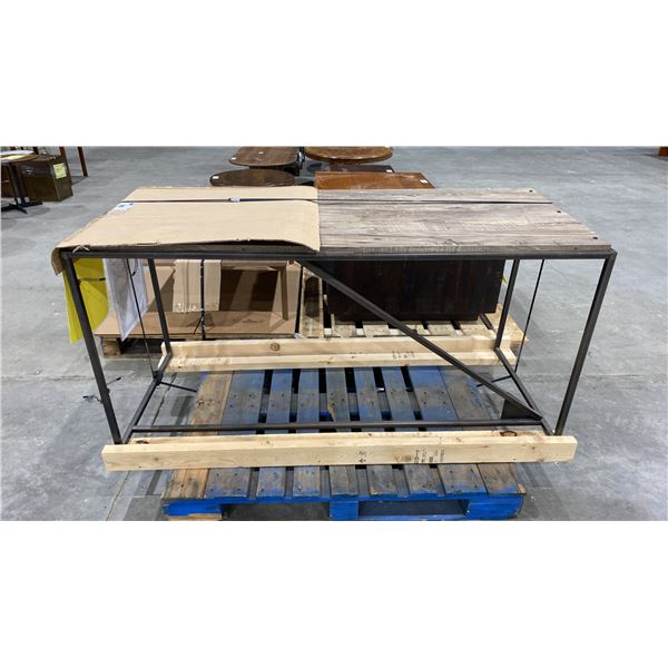METAL FRAMED WOOD TOP TABLE