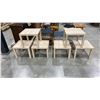 Image 1 : GROUP OF 6 LIGHT WOOD SQUARE SIDE TABLES