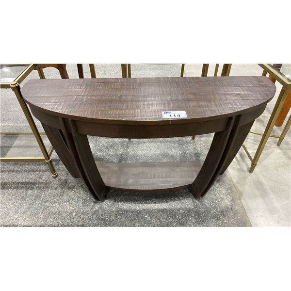 2 TIER WOOD D SHAPED TABLE