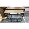 Image 1 : WOOD 2 TIER HALL TABLE WITH WOOD TOP METAL BASE HALL TABLE