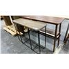 Image 2 : WOOD 2 TIER HALL TABLE WITH WOOD TOP METAL BASE HALL TABLE