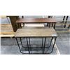 Image 3 : WOOD 2 TIER HALL TABLE WITH WOOD TOP METAL BASE HALL TABLE