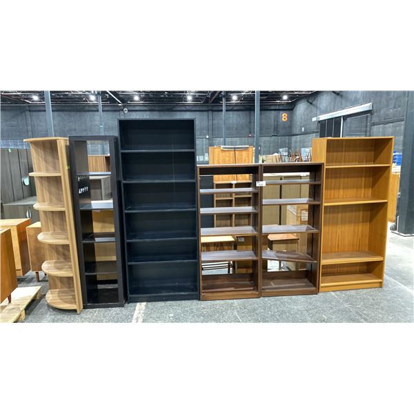 6 ASSORTED WOOD BOOKSHELVES