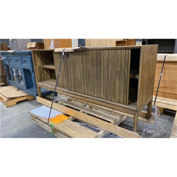 WOOD CREDENZA WITH 2 SLIDING DOORS