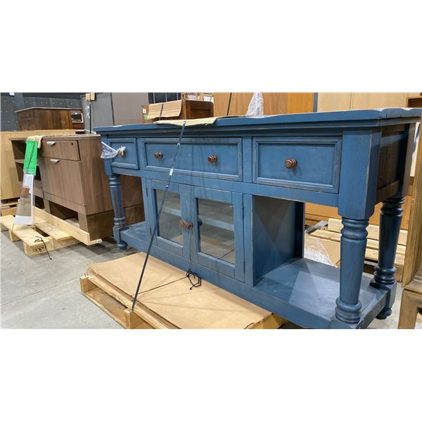 3 DRAWER, 2 DOOR PAINTED WOOD HUTCH