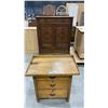 Image 1 : 3 DRAWER ANTIQUE NIGHTSTAND AND ANTIQUE WARDROBE DRESSER