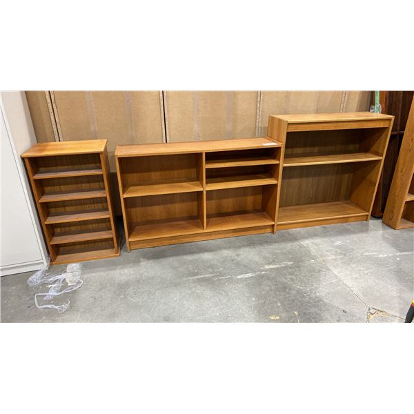 3 ASSORTED WOOD BOOKSHELVES