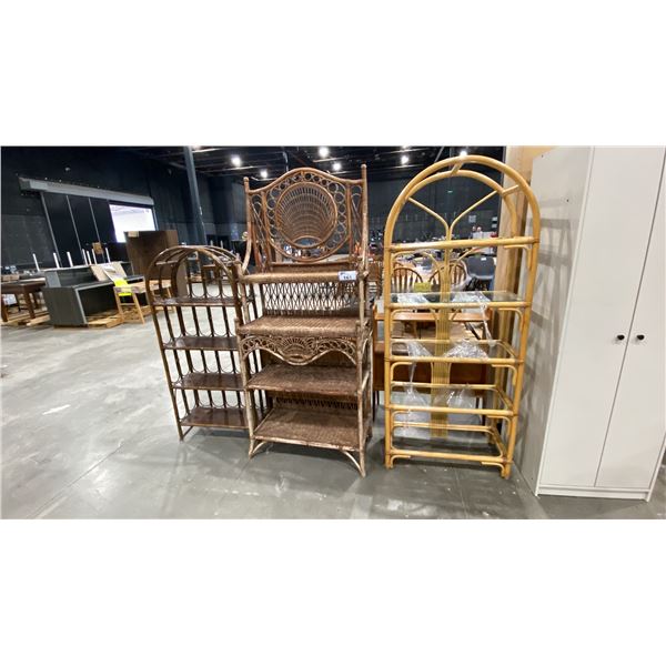 3 ASSORTED VINTAGE SHELVING UNITS