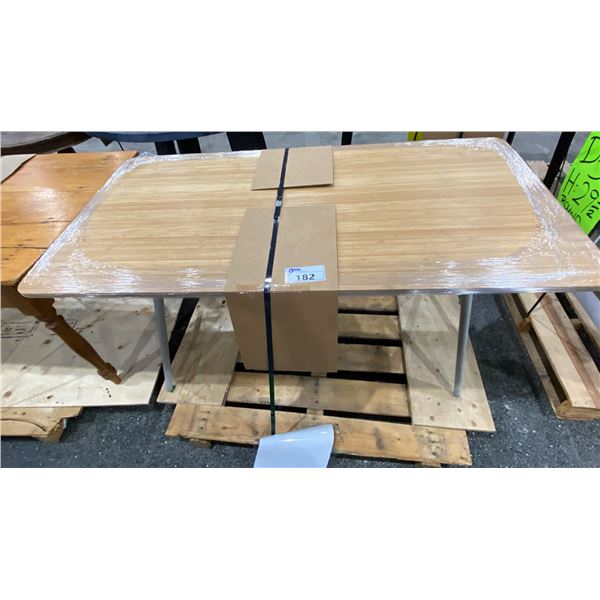 LIGHT WOOD TOP DESK/TABLE WITH METAL BASE