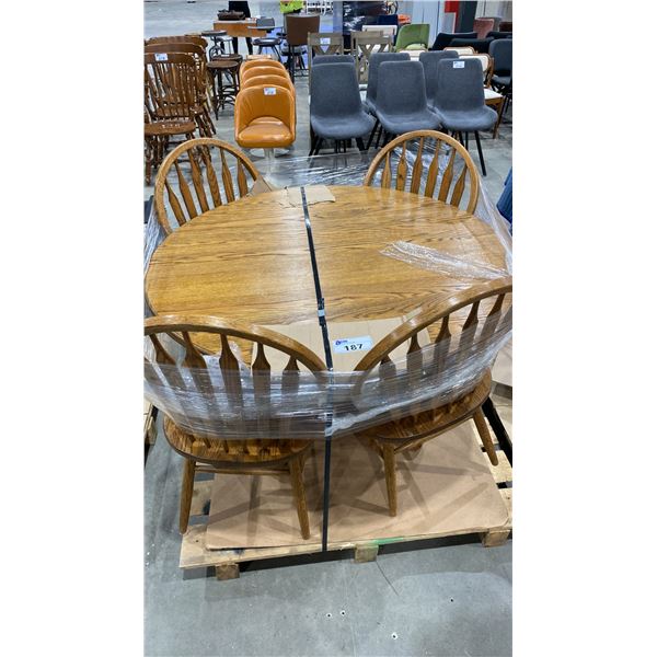 ROUND WOOD DINING TABLE WITH 4 CHAIRS