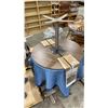 Image 2 : PAIR OF MODERN DARK WOOD TOP ROUND DINING TABLES WITH METAL BASES