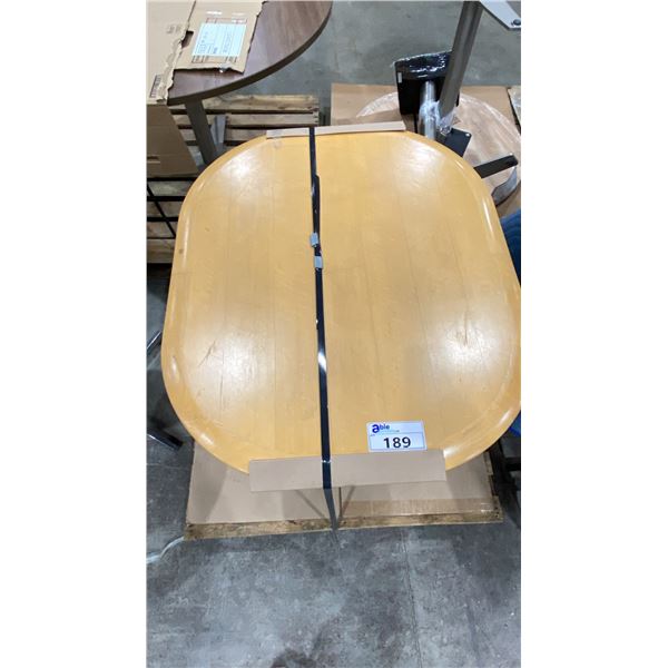 SMALL LIGHT WOOD METAL BASE TABLE