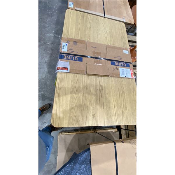 MODERN WOOD TOP BLACK FRAMED TABLE