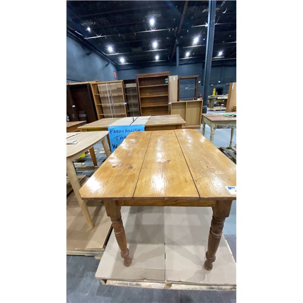 RUSTIC LIGHT WOOD DINING TABLE WITH CUTLERY DRAWER